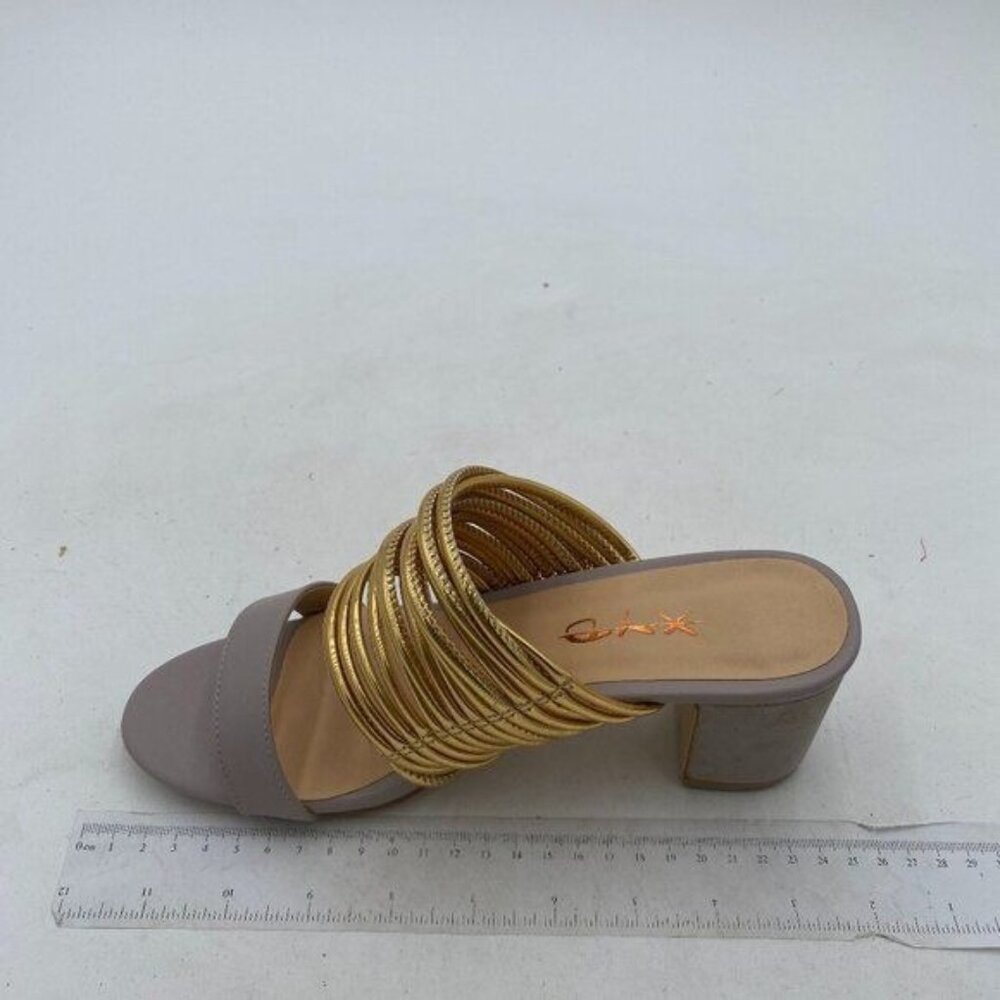 XYD Grey Sexy Mules Sandals Comfort Chunky Heels Open Toe Slip On Fancy Shoes